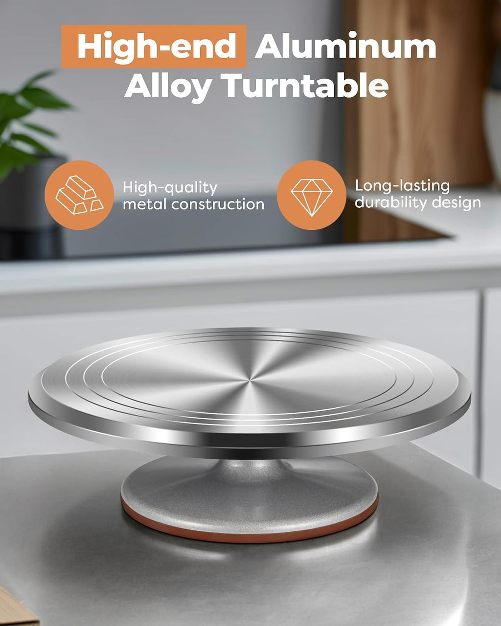 12-inch rotating cake stand with non-slip decorating surface