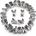 26-piece stainless steel alphabet cookie cutter set A–Z