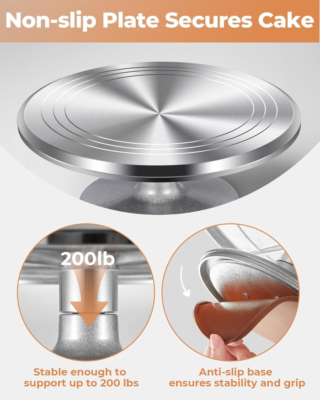 360-degree rotating cake turntable for smooth cake decorating