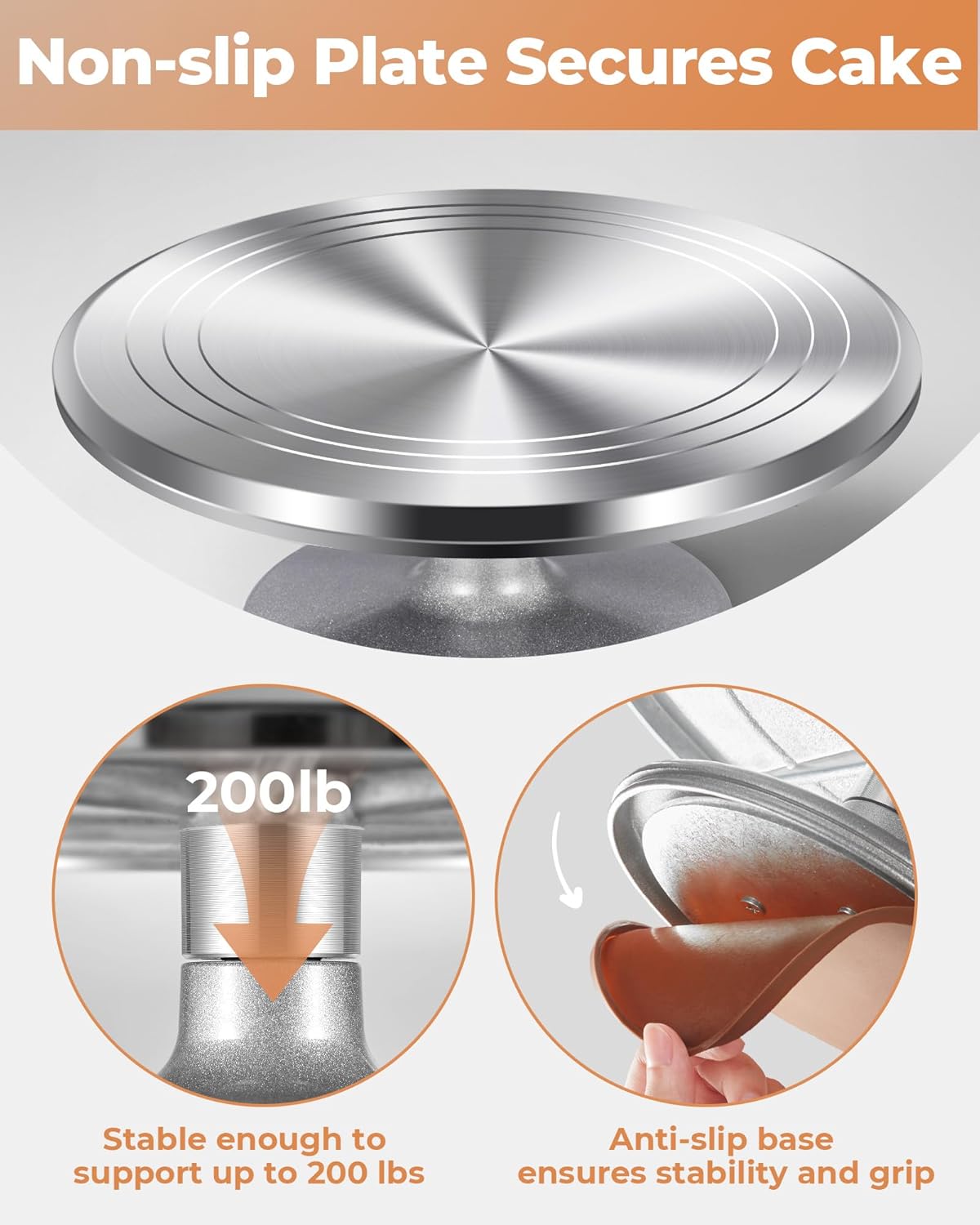 360-degree rotating cake turntable for smooth cake decorating