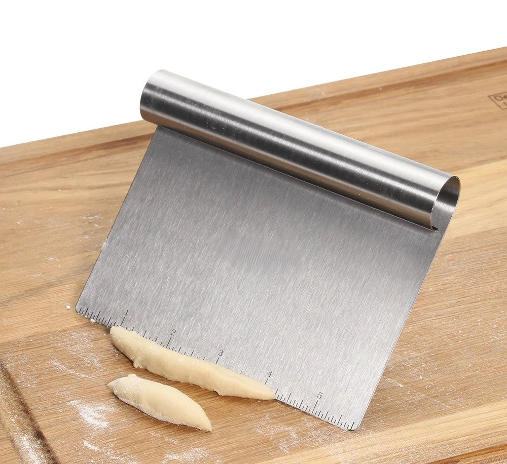 6-inch stainless steel bench scraper with ergonomic handle