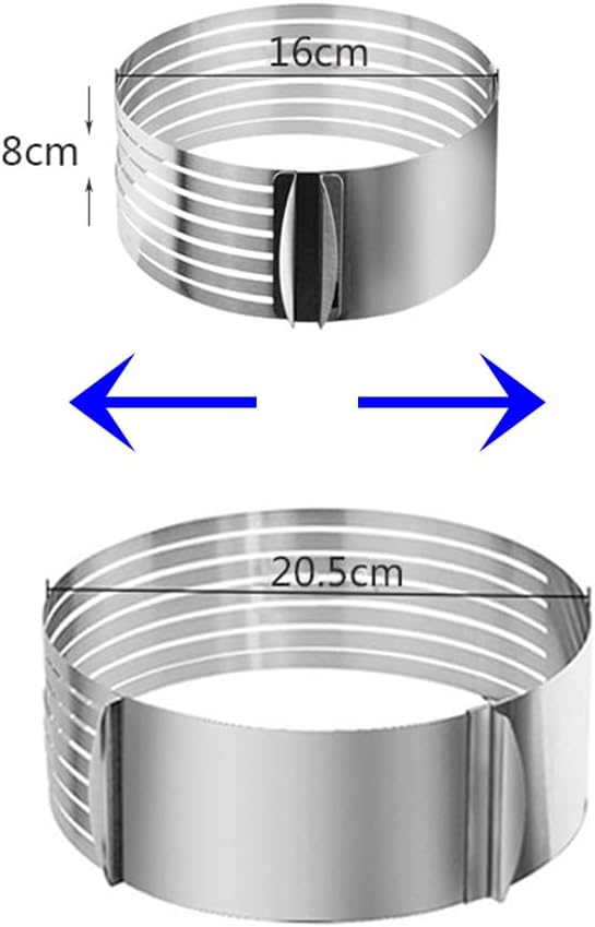 Adjustable cake ring slicer with expandable 16cm to 20cm size