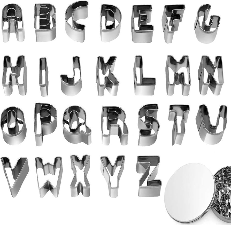 Alphabet cookie cutter set for kids baking birthday activities