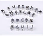 Alphabet cookie cutter set with all A–Z letter cutters