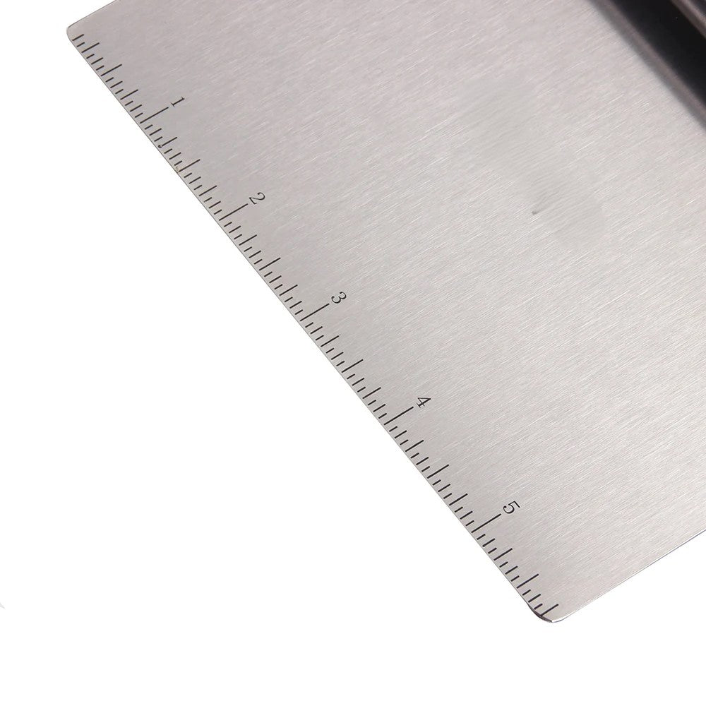 Bench scraper with measurement markings for accurate dough cutting