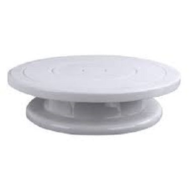 Cake Stand Rotating (White Plastic)