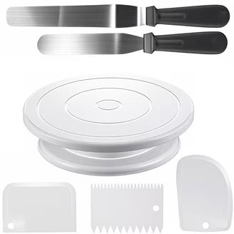 Cake Turntable + Scraper + Spatula Combo