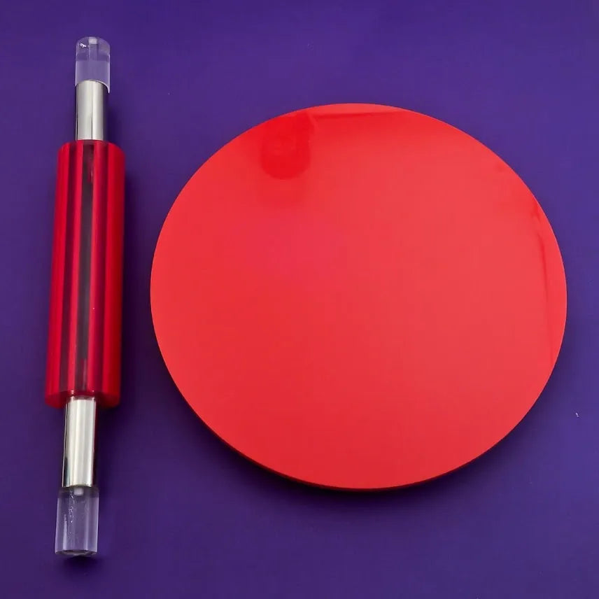 Acrylic Rolling Pin & Non-Slip Rolling Board Set – Clear Dough Rolling Board for Fondant, Cookies & Baking