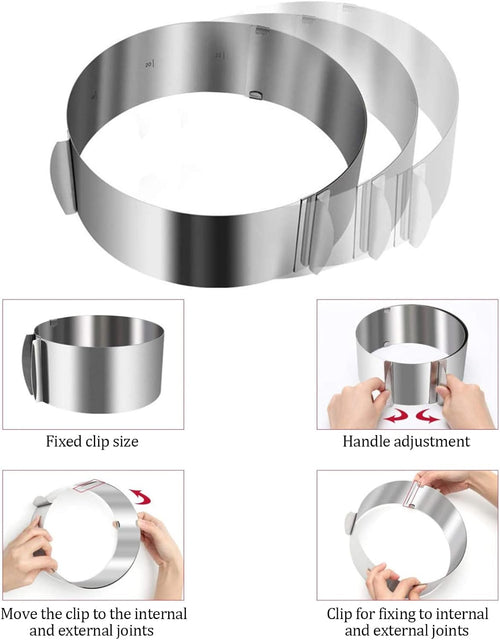 Expandable round cake ring adjustable from 16cm to 30cm