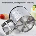 Flour sifter for dusting powdered sugar over cakes