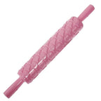Fondant embosser rolling pin with textured pattern for cake decorating