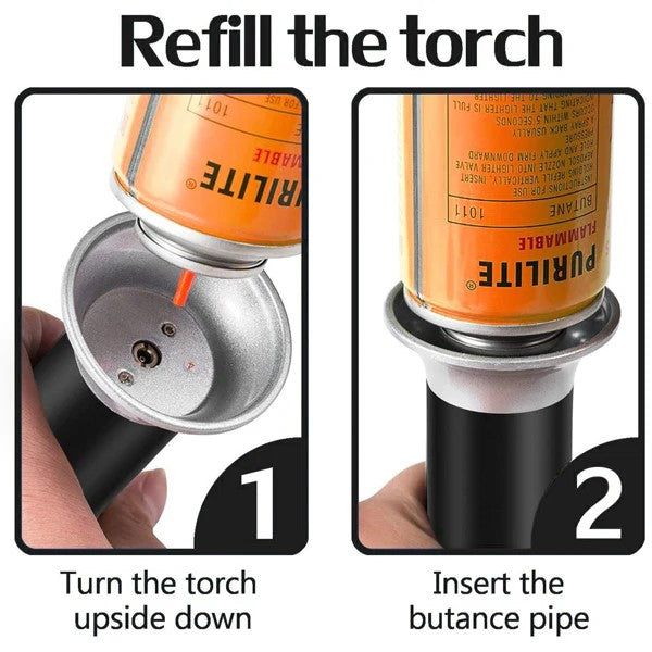 Kitchen torch with visible fuel level gauge
