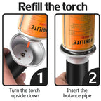 Kitchen torch with visible fuel level gauge