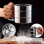 Large stainless steel flour sifter for baking