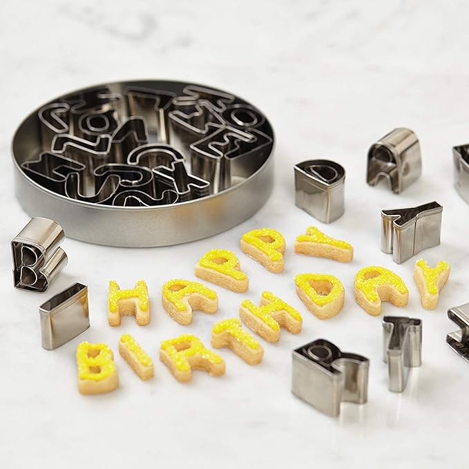 Letter-shaped cookies made with alphabet cookie cutters
