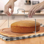 Perfectly leveled cake layers using adjustable cake wire cutter