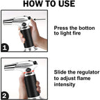 Piezo ignition kitchen torch with ergonomic grip