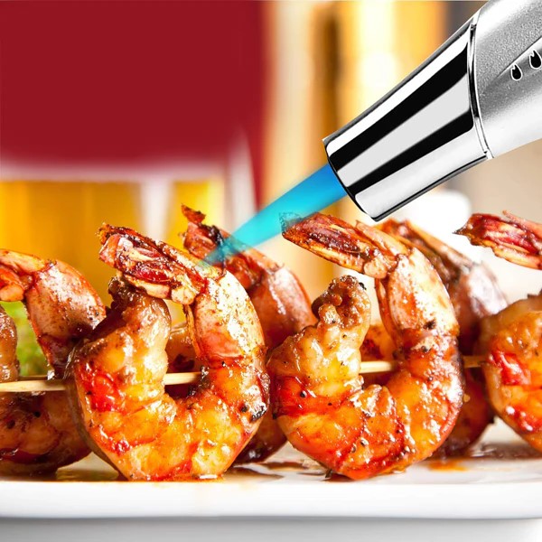 Refillable culinary torch for searing meat and melting cheese