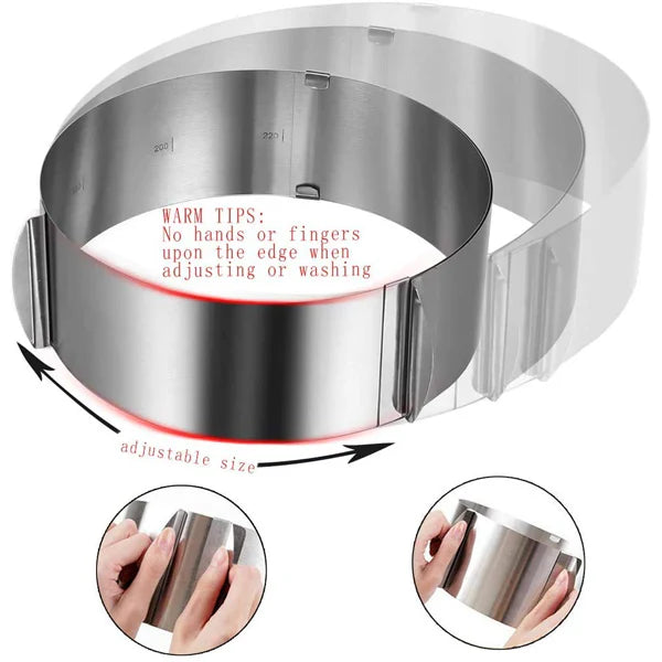 Reusable dishwasher-safe stainless steel cake ring