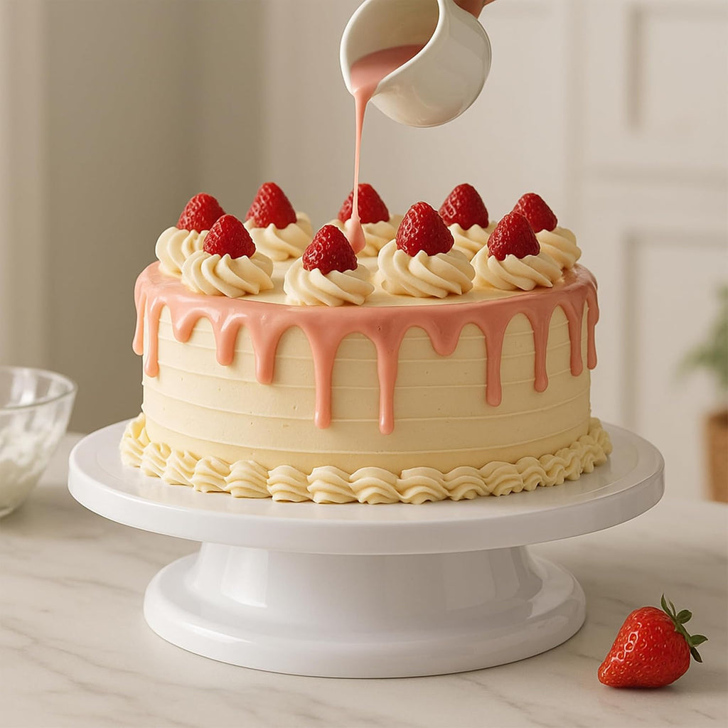 Rotating cake stand for cake photography and presentation