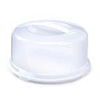 Round plastic cake carrier with storage dome and handle