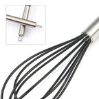 Silicone balloon whisk mixing cake batter smoothly