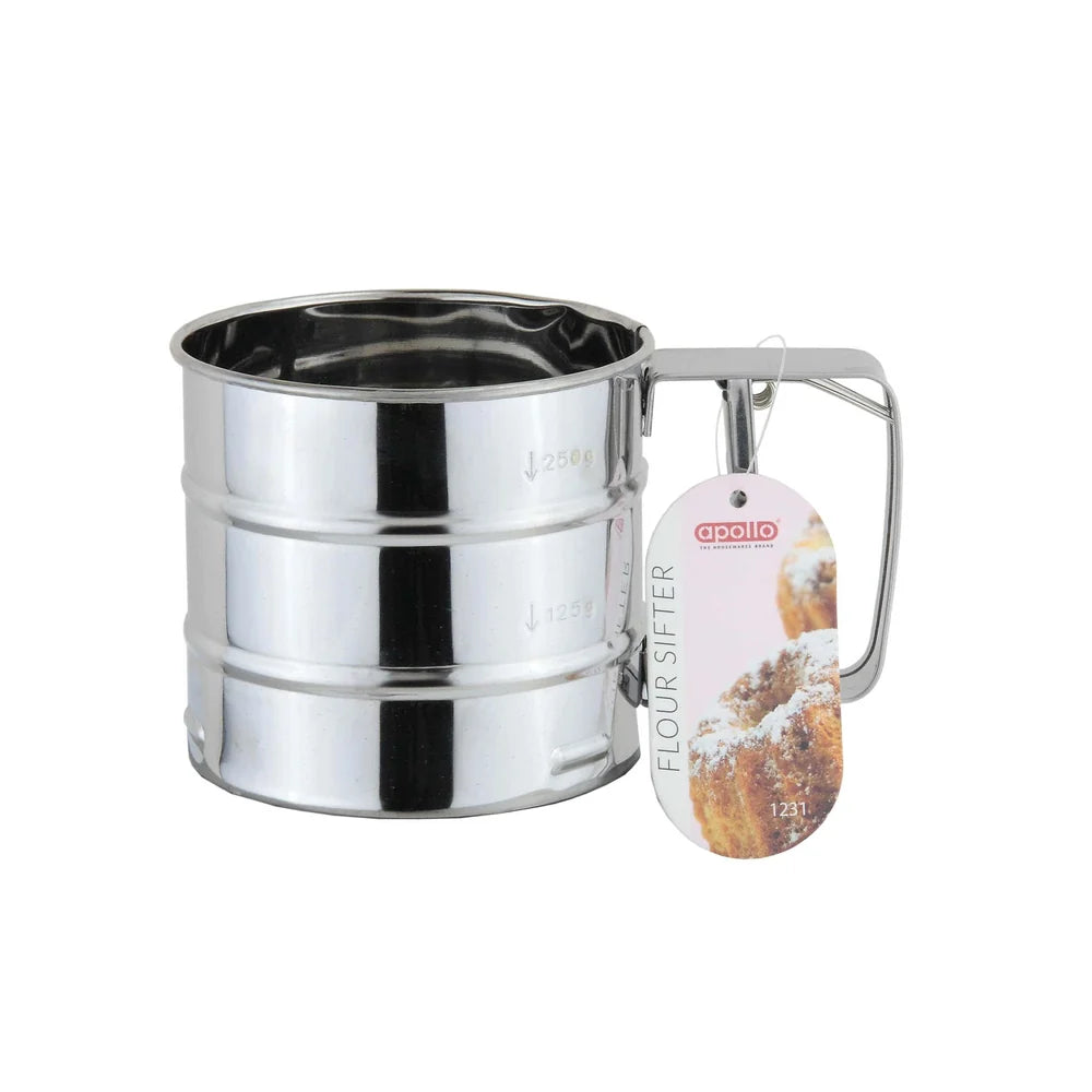 Small stainless steel flour sifter for baking