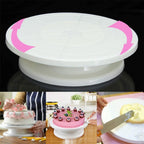 White plastic cake display stand with raised pedestal