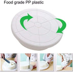 White rotating cake stand for frosting and cake decorating